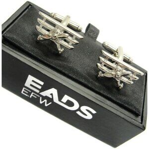 EADS EFW Tri-Plane Cufflinks Silver Tone Wedding Tux Vintage IOB